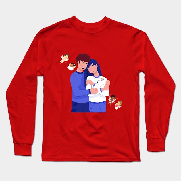 Romantic Couple Long Sleeve T-Shirt by Mako Design 